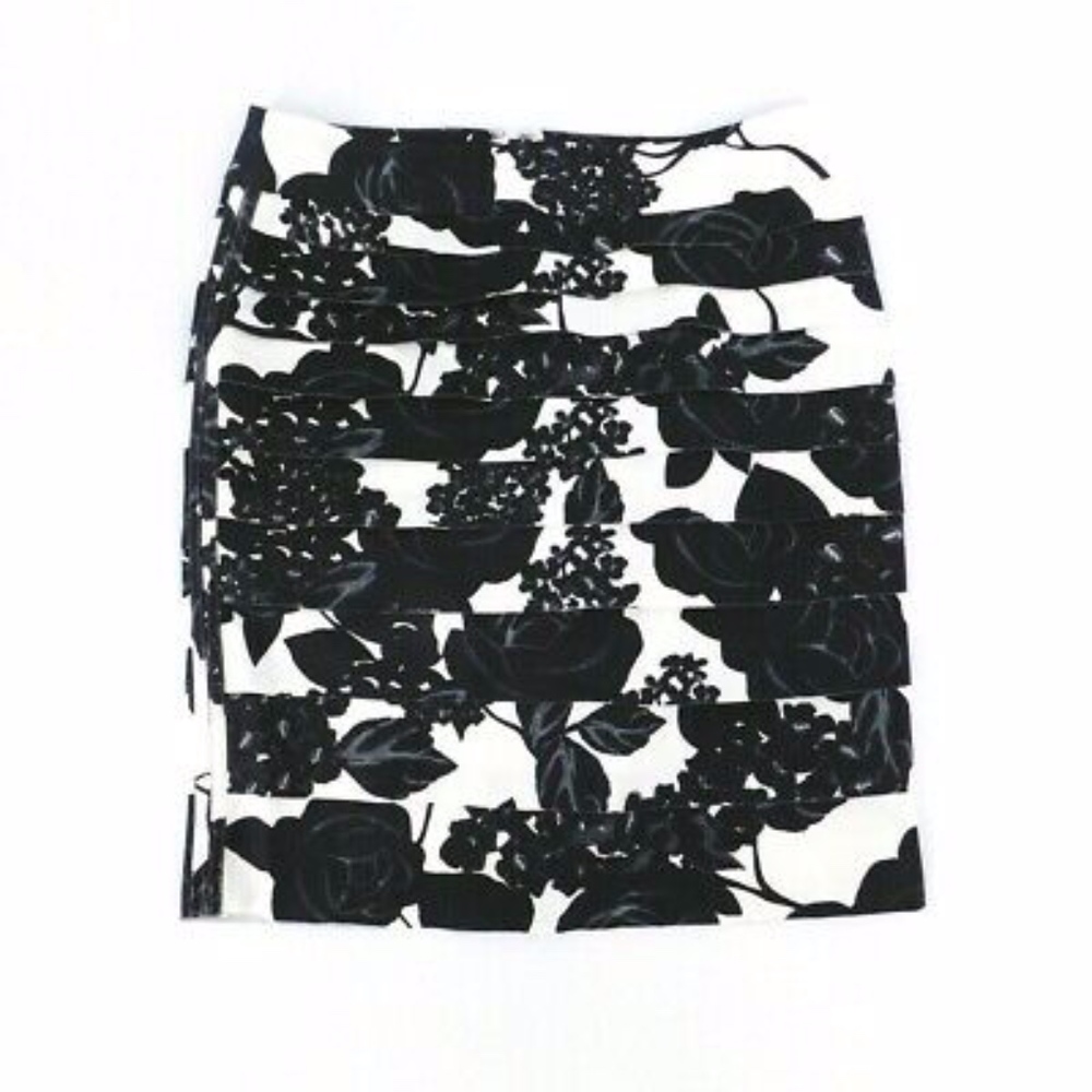 WHBM Floral Tiered Pleated Pencil Skirt